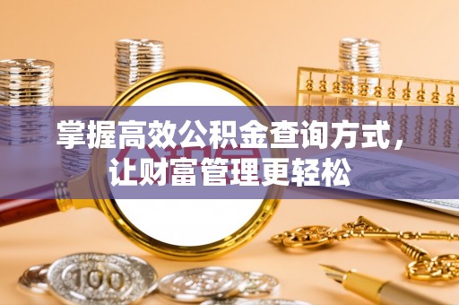 虎林掌握高效公积金查询方式，让财富管理更轻松
